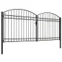 Double gate fence gate with arch 400x200 cm black steel by , garden gates - Ref: Foro24-143096, Price: 499,73 €, Discount: %