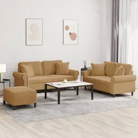 Set Sofas mit Kissen 3 Stück brauner Samt von , Sofas - Ref: Foro24-3202247, Preis: 535,55 €, Rabatt: %