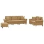 Set of sofas with cushions 3 pieces brown velvet by , Sofas - Ref: Foro24-3202287, Price: 612,70 €, Discount: %