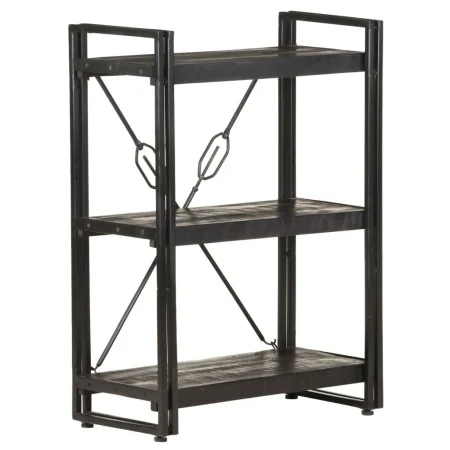 3-tier solid mango wood bookshelf black 60x30x80cm by , Bookcases and shelves - Ref: Foro24-320626, Price: 129,22 €, Discount: %