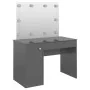 Make-up Waschtisch LED-Leuchten MDF grau glänzend 110x55x145 cm von , Schlafzimmerkommoden - Ref: Foro24-331551, Preis: 298,4...
