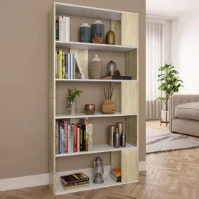 Shelf/divider spaces white and sonoma oak 80x24x159 cm by , Bookcases and shelves - Ref: Foro24-800104, Price: 66,24 €, Disco...