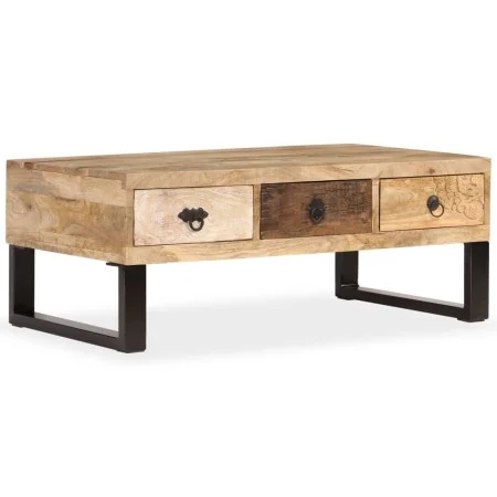 Mesa de centro con 3 cajones madera maciza de mango 90x50x35 cm by , Coffee table - Ref: Foro24-244942, Price: 219,19 €, Disc...