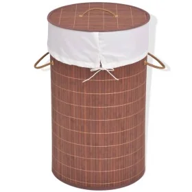 Brown round bamboo laundry basket by , Laundry baskets - Ref: Foro24-245578, Price: 25,94 €, Discount: %