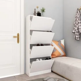 Mueble zapatero con 4 puertas contrachapada blanco 59x24x136 cm de , Zapateros y organizadores de calzado - Ref: Foro24-33813...