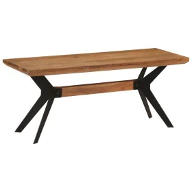 Dining bench solid acacia wood and steel 110x40x46 cm by , Dining and kitchen benches - Ref: Foro24-352057, Price: 135,11 €, ...
