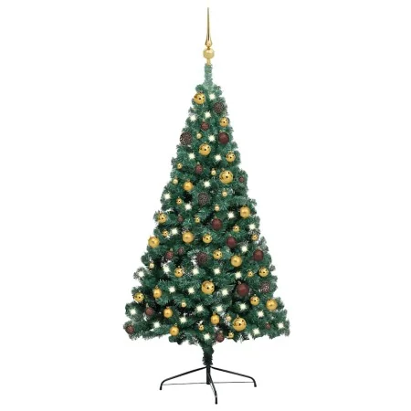 Half Christmas tree with lights and green balls 120 cm by , Christmas trees - Ref: Foro24-3077477, Price: 48,90 €, Discount: %