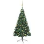Half Christmas tree with lights and green balls 120 cm by , Christmas trees - Ref: Foro24-3077477, Price: 48,90 €, Discount: %