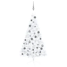 Half Christmas tree with lights and balls white 150 cm by , Christmas trees - Ref: Foro24-3077655, Price: 51,16 €, Discount: %