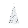 Medio árbol de Navidad con luces y bolas blanco 150 cm de , Arboles de navidad - Ref: Foro24-3077655, Precio: 51,16 €, Descue...