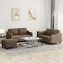 Set of sofas with cushions 3 pieces brown fabric by , Sofas - Ref: Foro24-3201813, Price: 456,04 €, Discount: %