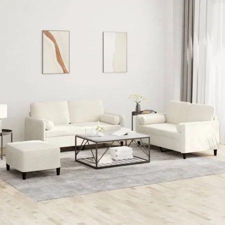 Set of sofas with cushions 3 pieces cream velvet by , Sofas - Ref: Foro24-3202012, Price: 565,08 €, Discount: %