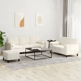 Set of sofas with cushions 3 pieces cream velvet by , Sofas - Ref: Foro24-3202052, Price: 623,38 €, Discount: %
