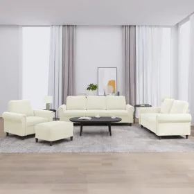 Set of sofas with cushions 4 pieces cream velvet by , Sofas - Ref: Foro24-3202188, Price: 757,21 €, Discount: %
