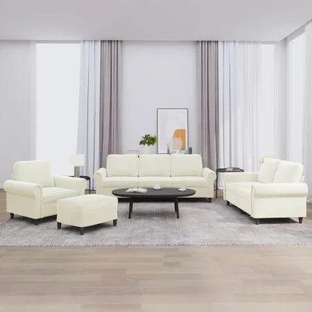 Set of sofas with cushions 4 pieces cream velvet by , Sofas - Ref: Foro24-3202188, Price: 757,21 €, Discount: %