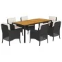 7 pcs garden dining set and cushions synthetic rattan black by , Garden sets - Ref: Foro24-3211864, Price: 732,03 €, Discount: %