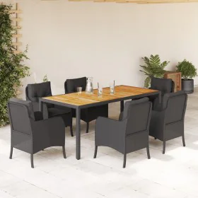 7-teiliges Garten-Esszimmerset und Kissen synthetisches Rattan schwarz von , Gartensets - Ref: Foro24-3211870, Preis: 741,78 ...