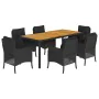 7 pcs garden dining set and cushions synthetic rattan black by , Garden sets - Ref: Foro24-3211870, Price: 743,88 €, Discount: %