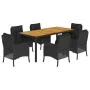Set de comedor de jardín 7 pzas y cojines ratán sintético negro de , Conjuntos de jardín - Ref: Foro24-3211870, Precio: 787,6...