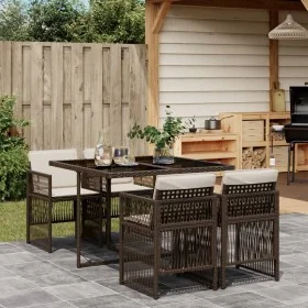 5-piece garden dining set and cushions synthetic rattan brown by , Garden sets - Ref: Foro24-3210897, Price: 311,43 €, Discou...