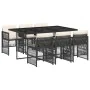 Set de comedor de jardín 7 pzas y cojines ratán sintético negro de , Conjuntos de jardín - Ref: Foro24-3210906, Precio: 450,7...