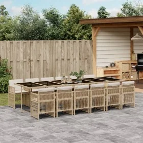 Garden dining set with cushions 13 pcs synthetic rattan beige by , Garden sets - Ref: Foro24-3210946, Price: 968,96 €, Discou...