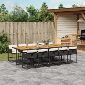 11 pcs garden dining set with black synthetic rattan cushions by , Garden sets - Ref: Foro24-3211299, Price: 851,26 €, Discou...