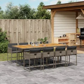 Set comedor jardín 9 pzas y cojines ratán sintético gris de , Conjuntos de jardín - Ref: Foro24-3211286, Precio: 659,21 €, De...