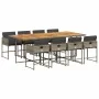 9-teiliges Garten-Esszimmer-Set und Kissen synthetisches Rattangrau von , Gartensets - Ref: Foro24-3211286, Preis: 659,21 €, ...