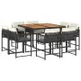 9-teiliges Garten-Esszimmerset und Kissen synthetisches Rattan schwarz von , Gartensets - Ref: Foro24-3211563, Preis: 503,97 ...