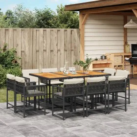 11 pcs garden dining set with black synthetic rattan cushions by , Garden sets - Ref: Foro24-3211575, Price: 666,84 €, Discou...