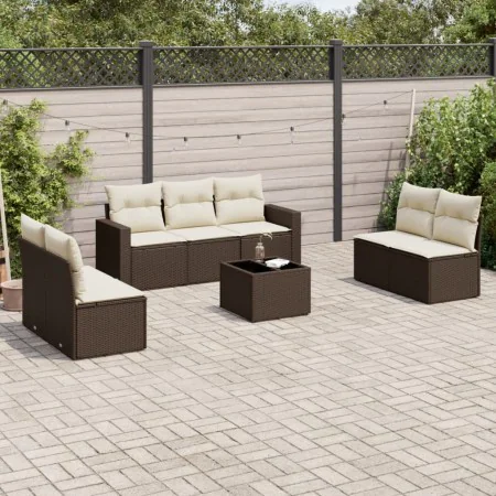 Set sofás de jardín 8 piezas y cojines ratán sintético marrón von , Modulare Sofas für den Außenbereich - Ref: Foro24-3251180...