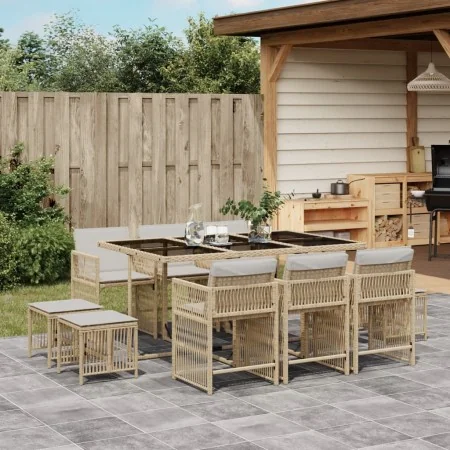 11 pcs garden dining set with beige synthetic rattan cushions by , Garden sets - Ref: Foro24-3211690, Price: 585,29 €, Discou...