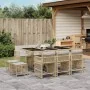 11 pcs garden dining set with beige synthetic rattan cushions by , Garden sets - Ref: Foro24-3211690, Price: 585,29 €, Discou...