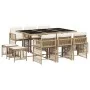 11 pcs garden dining set with beige synthetic rattan cushions by , Garden sets - Ref: Foro24-3211690, Price: 585,29 €, Discou...