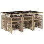 Set comedor de jardín 11 pzas con cojines ratán sintético beige de , Conjuntos de jardín - Ref: Foro24-3211690, Precio: 583,9...
