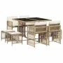 9 pcs garden dining set with cushions synthetic rattan beige by , Garden sets - Ref: Foro24-3211678, Price: 424,63 €, Discoun...