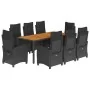 9 pcs garden dining set and cushions synthetic rattan black by , Garden sets - Ref: Foro24-3212670, Price: 1,00 €, Discount: %