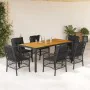 Set de comedor de jardín 7 pzas y cojines ratán sintético negro de , Conjuntos de jardín - Ref: Foro24-3212046, Precio: 722,8...