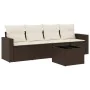 5-teiliges Garten-Esszimmerset und Kissen Kunstrattan braun von , Modulare Sofas für den Außenbereich - Ref: Foro24-3251030, ...