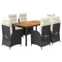 7 pcs garden dining set and cushions synthetic rattan black by , Garden sets - Ref: Foro24-3213089, Price: 894,75 €, Discount: %