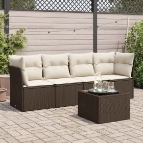 5-piece garden dining set and cushions synthetic rattan brown by , Garden sets - Ref: Foro24-3249082, Price: 318,88 €, Discou...