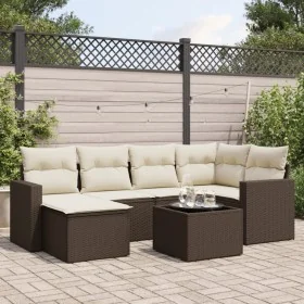 7-piece garden sofa set with brown PE rattan cushions by , Modular outdoor sofas - Ref: Foro24-3251610, Price: 466,14 €, Disc...