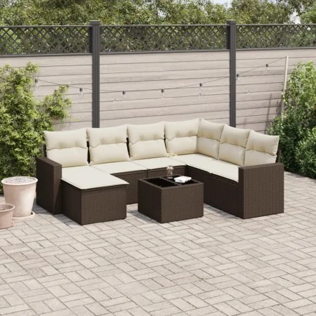 Set of 8 garden sofas and cushions synthetic rattan brown by , Modular outdoor sofas - Ref: Foro24-3251650, Price: 495,35 €, ...