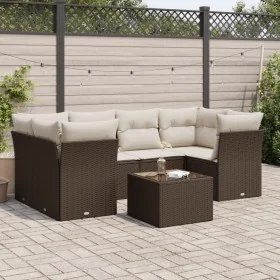 7-piece garden sofa set with brown PE rattan cushions by , Garden sets - Ref: Foro24-3217273, Price: 475,22 €, Discount: %