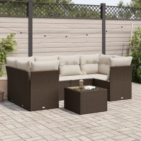 7-teilige Gartensofagarnitur mit braunen PE-Rattankissen von , Gartensets - Ref: Foro24-3217273, Preis: 475,22 €, Rabatt: %