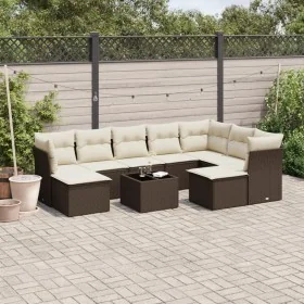 Set of 10 garden sofas and cushions synthetic rattan brown by , Garden sets - Ref: Foro24-3250422, Price: 624,36 €, Discount: %