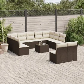 Set of garden sofas and cushions 12 pcs synthetic rattan brown by , Garden sets - Ref: Foro24-3218363, Price: 733,87 €, Disco...