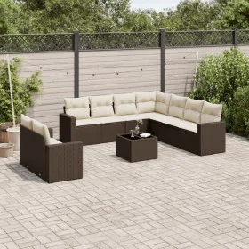 Set of 10 garden sofas and cushions synthetic rattan brown by , Garden sets - Ref: Foro24-3219153, Price: 671,15 €, Discount: %