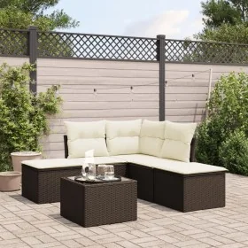Set of 6-piece garden sofas and cushions synthetic rattan brown by , Garden sets - Ref: Foro24-3249572, Price: 340,17 €, Disc...